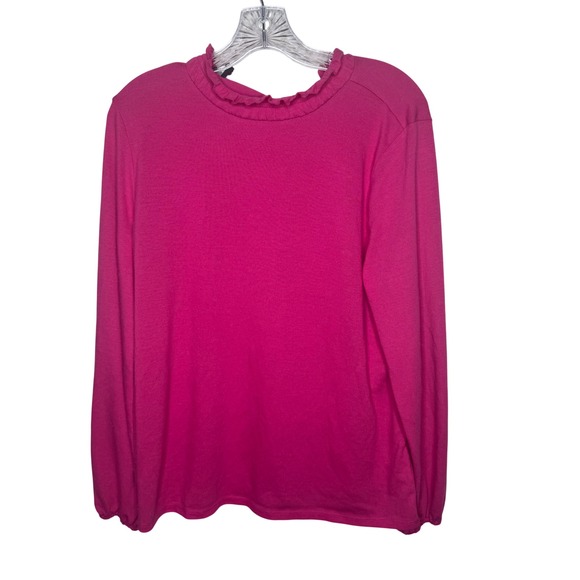 Talbots Tops - Talbots Petite Fuchsia Pink Ruffle Mock Neck Long Sleeve Top XL P
